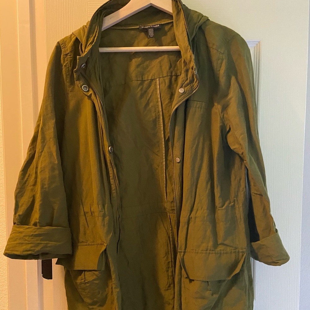 Eileen Fisher Green Hooded Coat